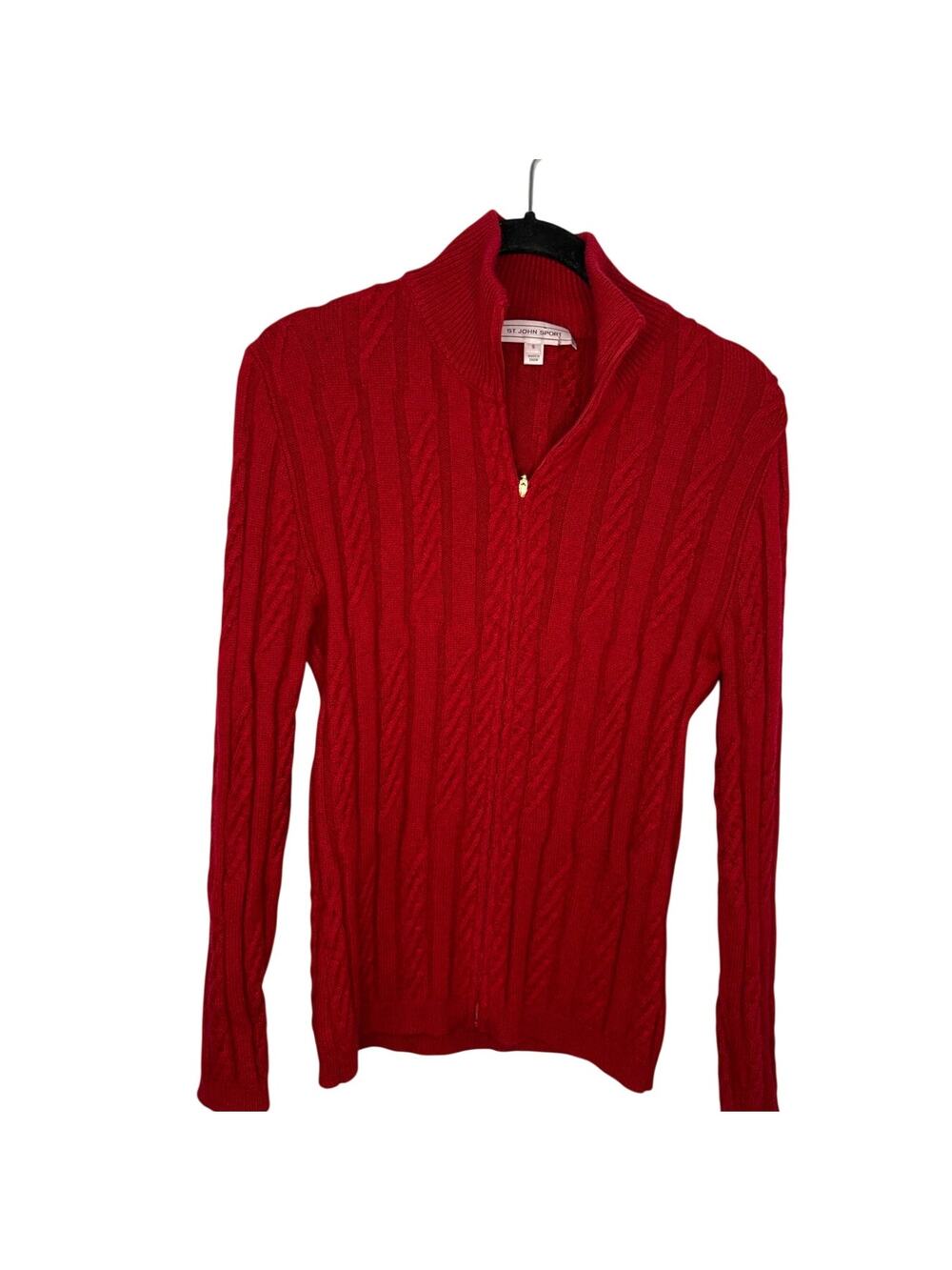St. John Sport Cable Neck Quarter Neck Sweater Women's Size Small Nautical 4th